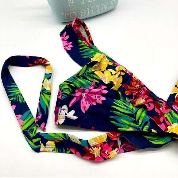 Cleanwater Floral Ruffle Tie Around Bikini Top - Picture 5 of 13